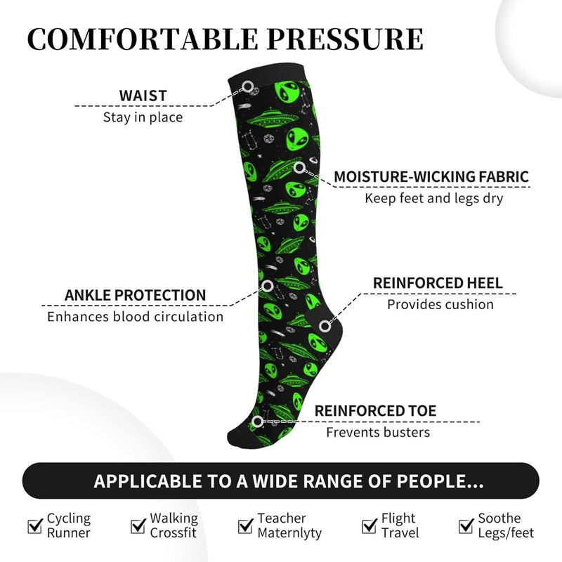 bassyil Compression Socks for Women & Men Circulation 15-20 mmHg Knee High Best Support for Nurses Travel Running Athletic - Image 2